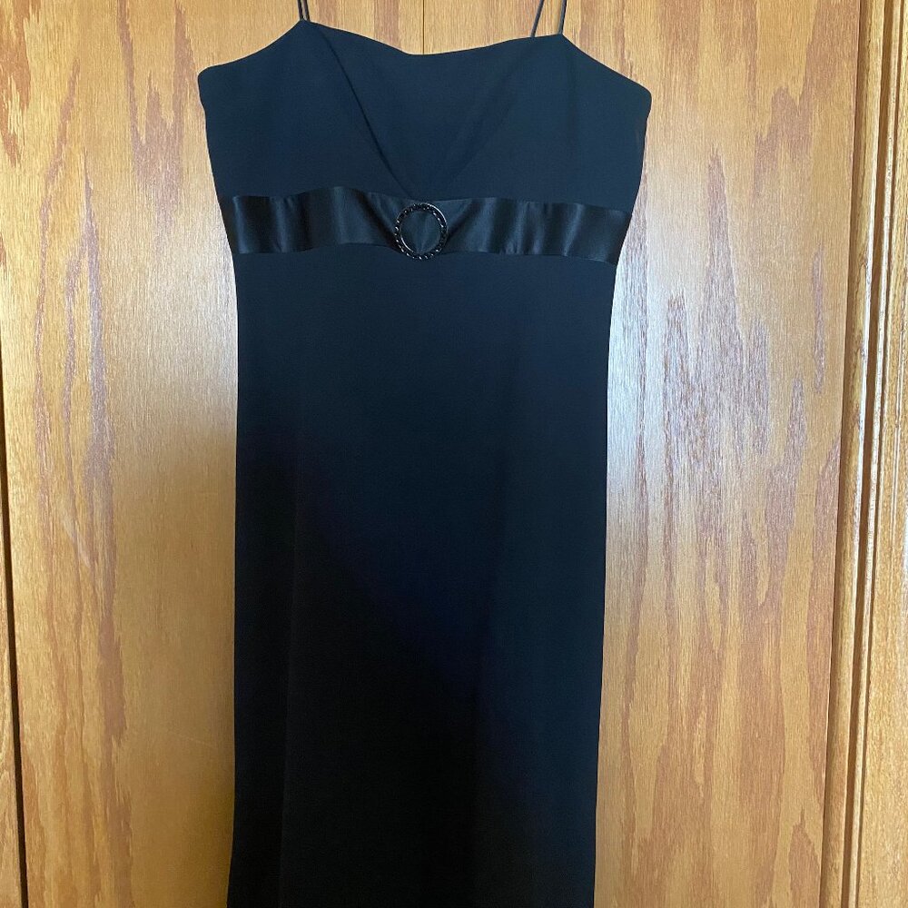Nine West black empire waist dress with 100% silk ribbon at waist